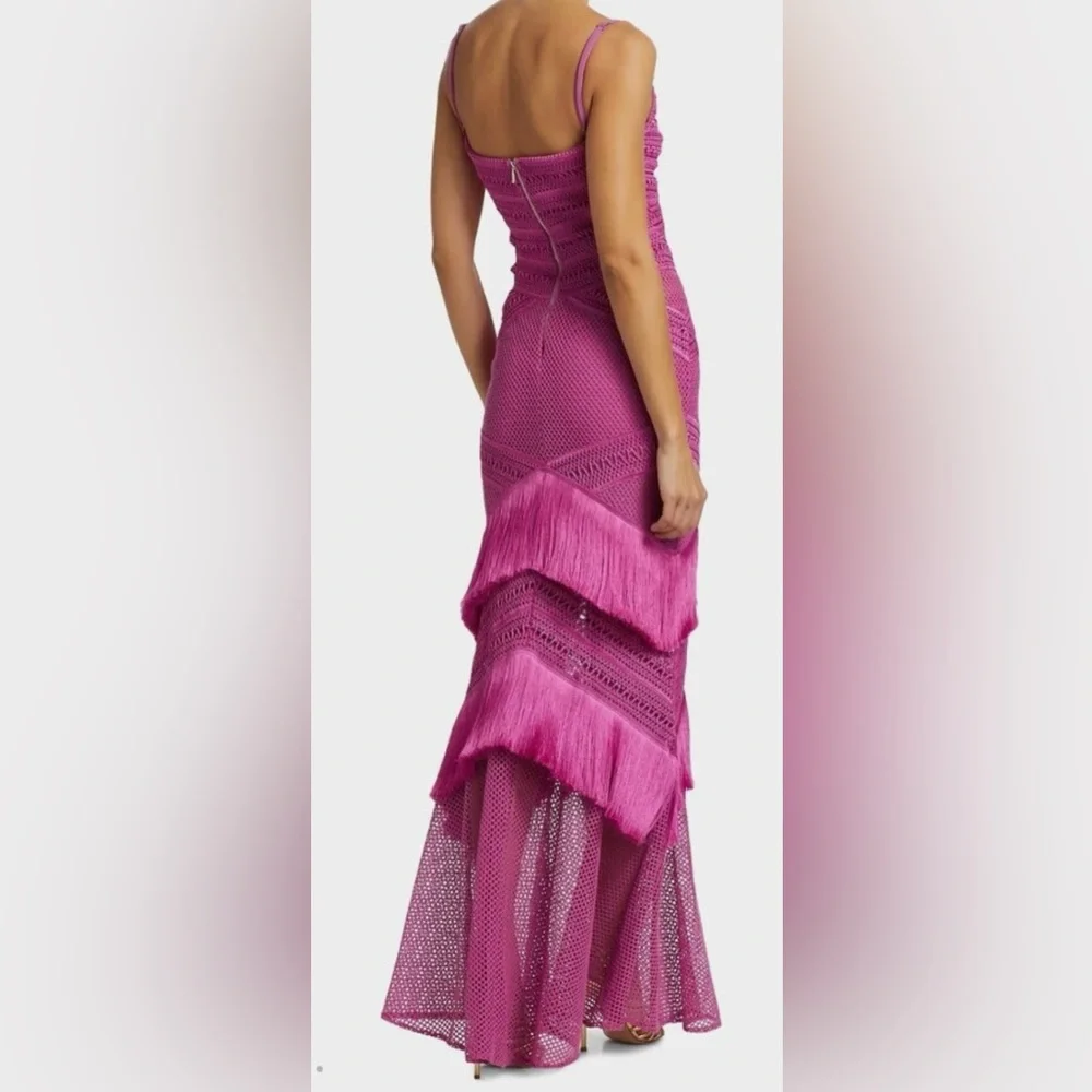 PatBO Fuchsia Pink Crochet Fringe Maxi Dress - Picture 2 of 3